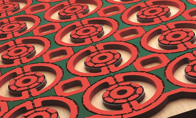A close up of Monroe Rubber on a flat dieboard